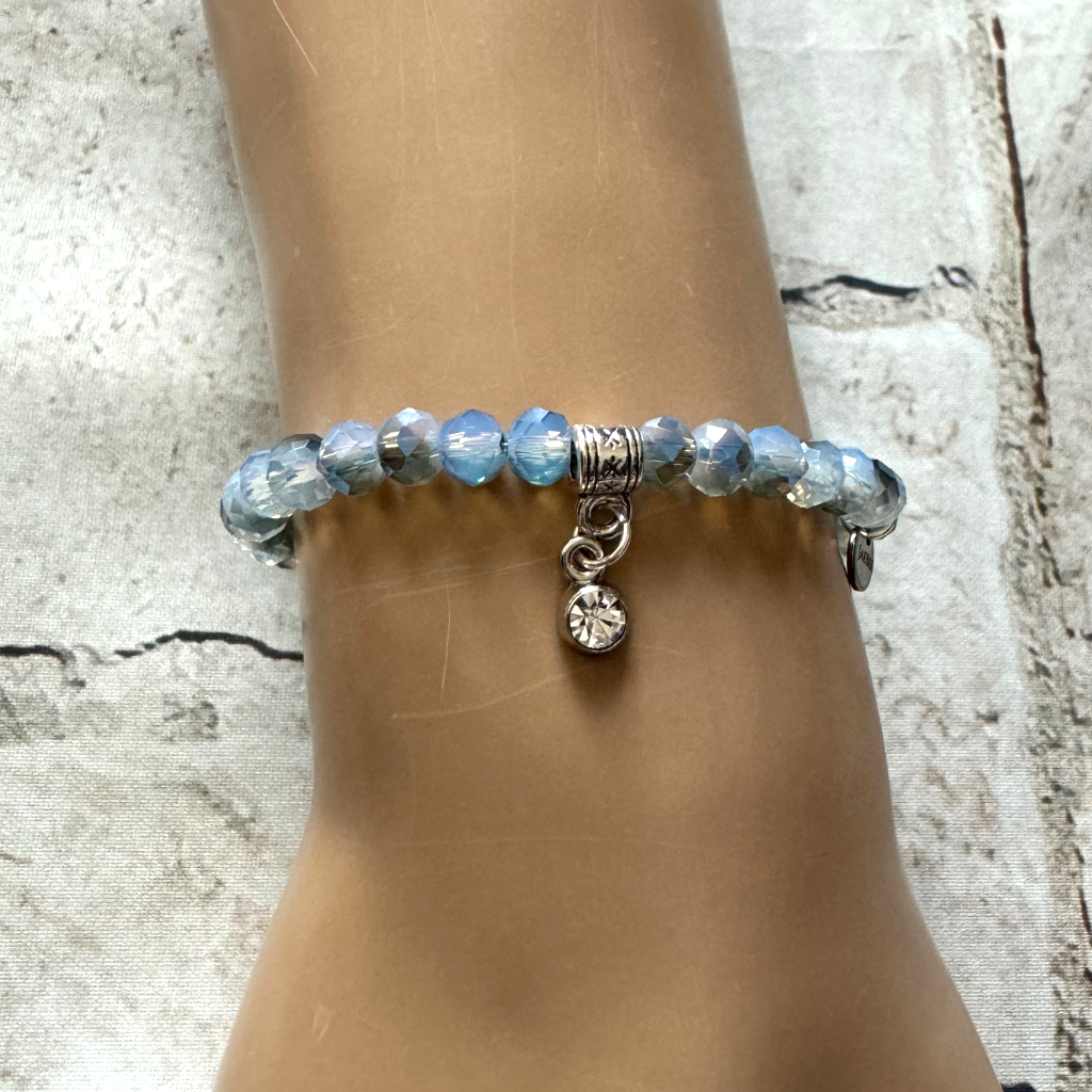 Blue gemstone stretch bracelet | popular stretch gemstone jewelry | gemstone wrist mala | gemstone stretch bracelet