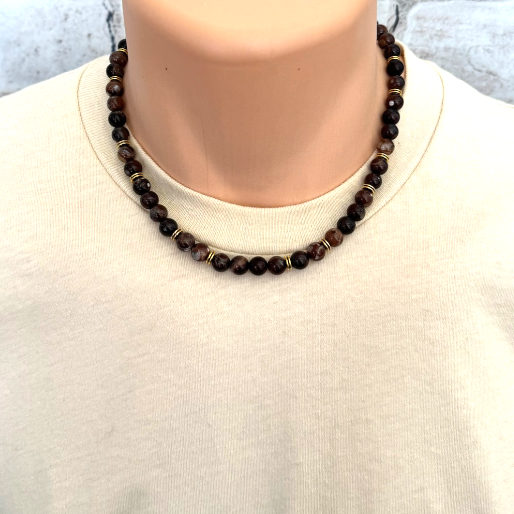 Black and Tan Beaded Gold Necklace | Ben-Amun Jewelry