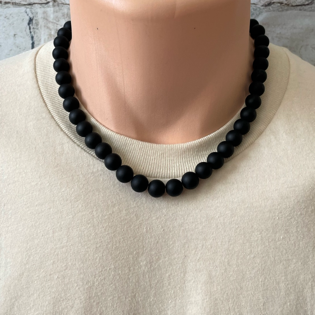 Buy the Mens Black Onyx Beaded Long and Short 6mm Necklaces