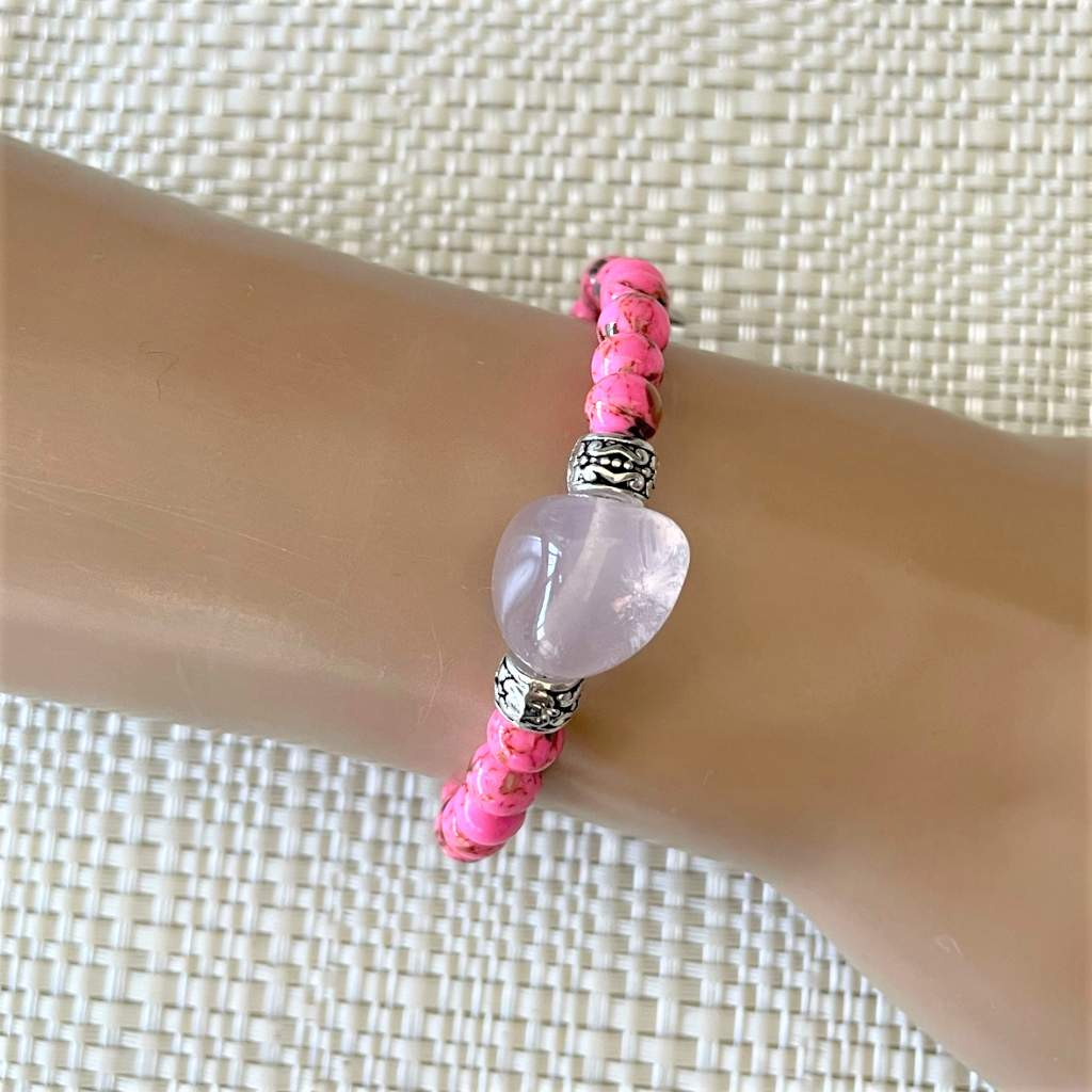 Buy The Pink Marble and Feldspar Beaded Bracelet | JaeBee Jewelry 6 - 7