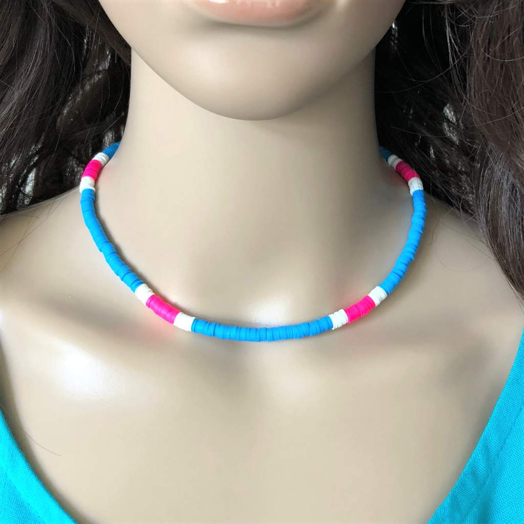 Opaque Pink & Blue outlets Necklace