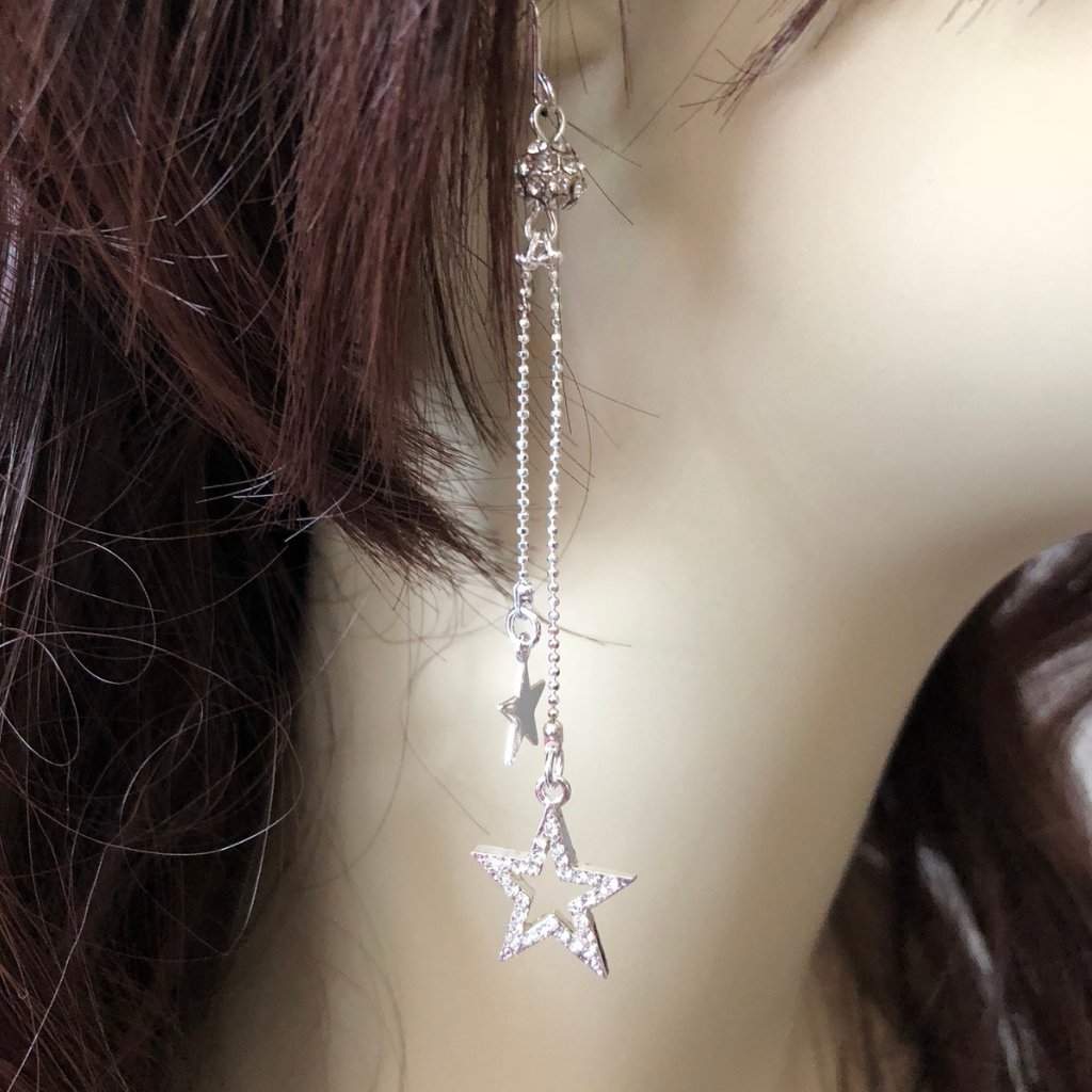  Silver Star Earrings Dangle Silver Star Jewelry