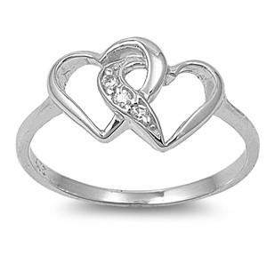 Buy the Double Heart Sterling Silver Ring | JaeBee Jewelry