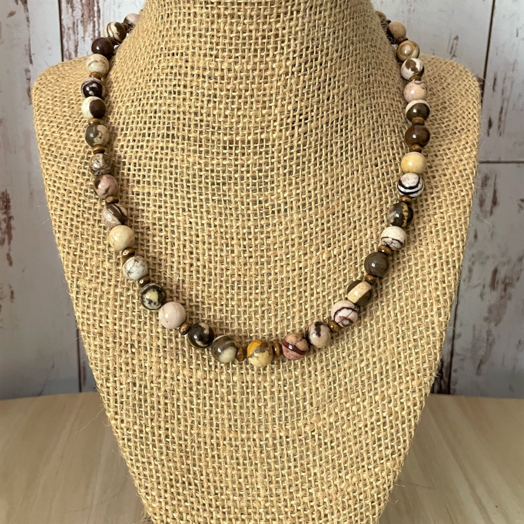 Classic Pink Shell Pearls and Brown Agate Beads Necklace Set – Kreate