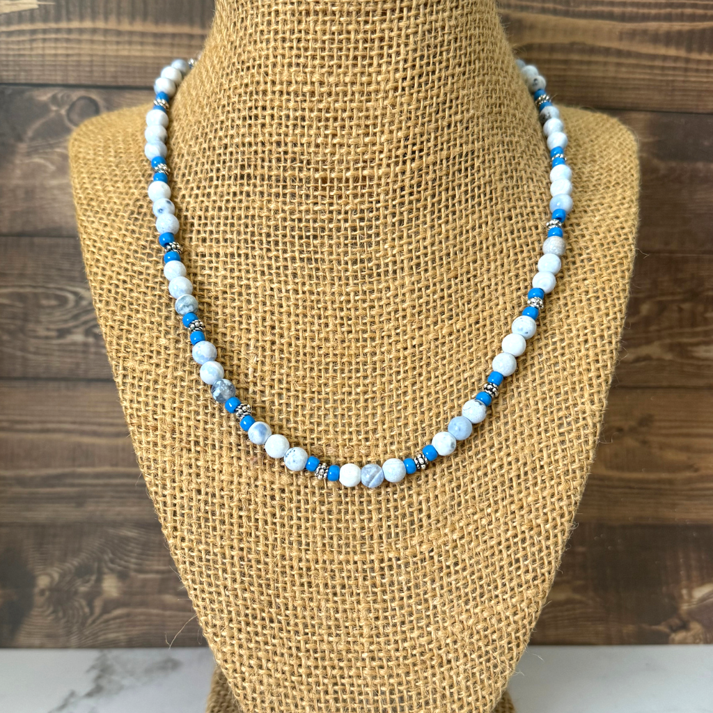 Buy Blue & White Beaded/unique Necklace/beaded Necklace/garden With  National/indian Pattern in Traditional/multi Color Necklace/with Earring  Online in India - Etsy