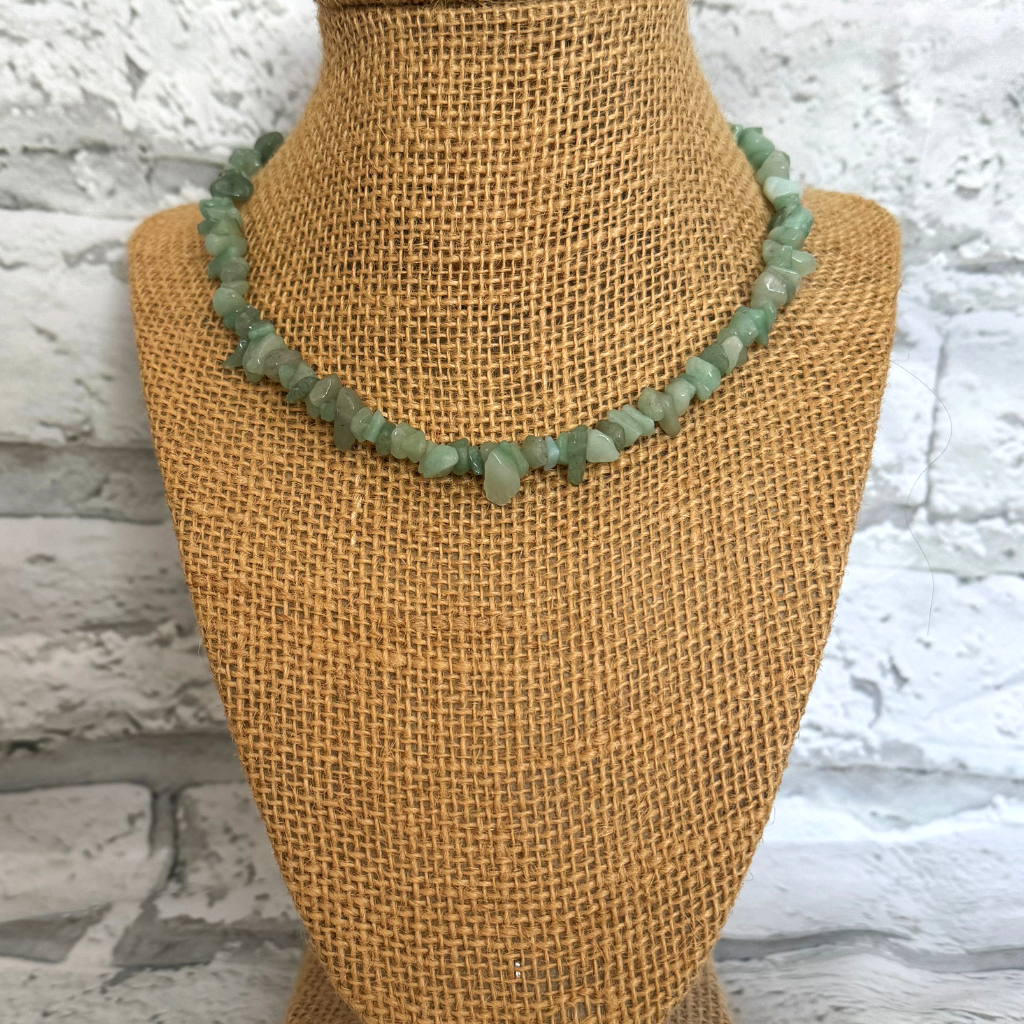 Mens Aventurine Chip Beaded Necklace