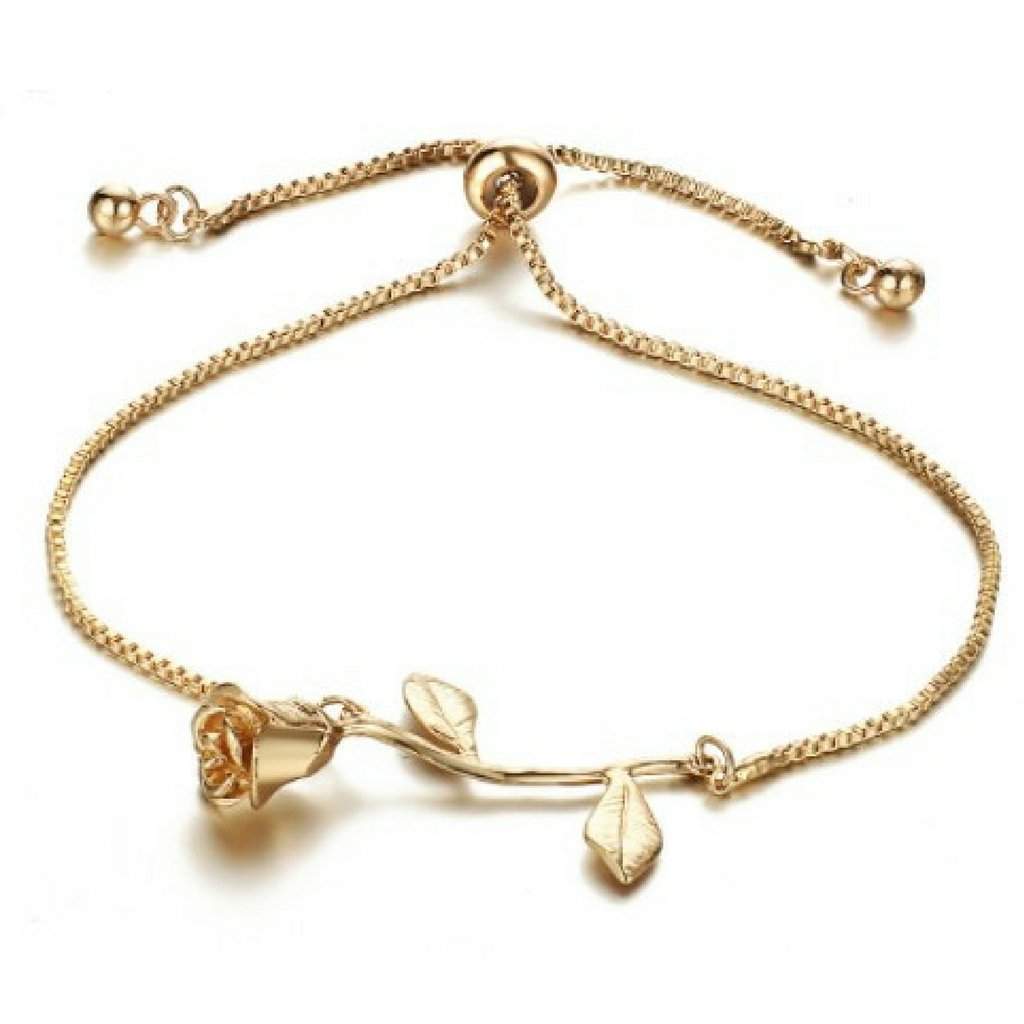 Buy the Gold Adjustable Rose Bracelet | JaeBee Jewelry