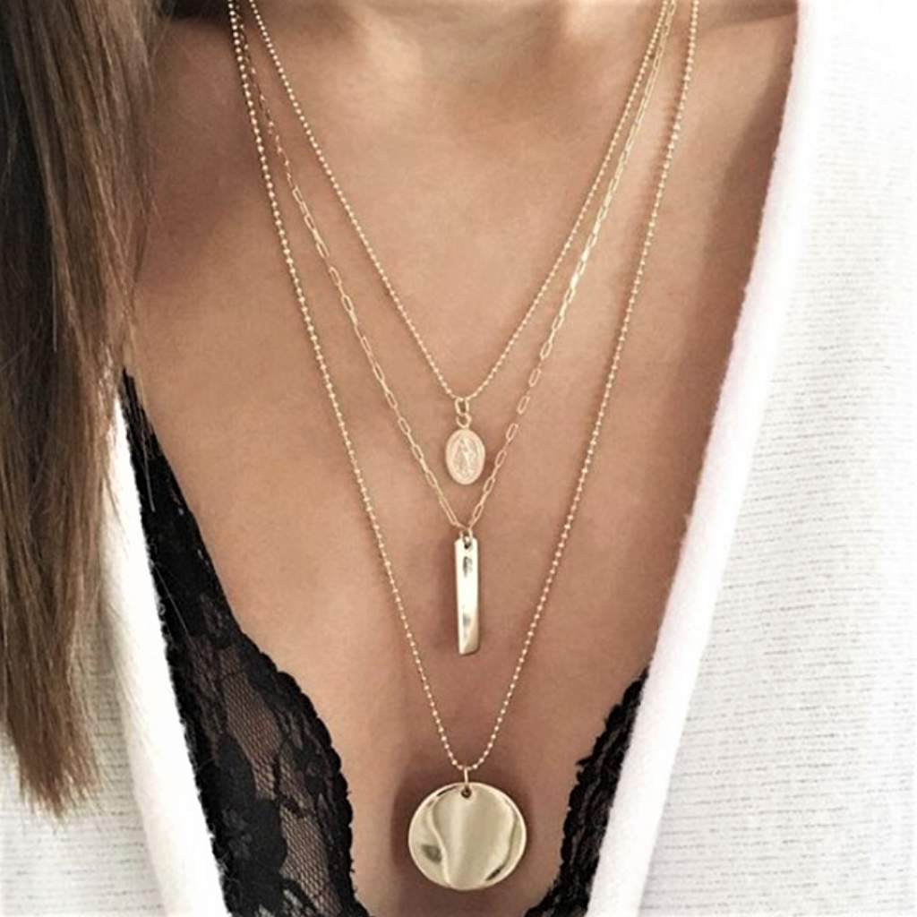 Amazon.com: choice of all 3 Layered Necklaces for Women, Dainty 14K Gold  Plated Layering Choker Necklace Handmade Layered Moon Coin Disc Necklace  Jewelry for Women Girls (3layer Circle-Silver): Clothing, Shoes & Jewelry
