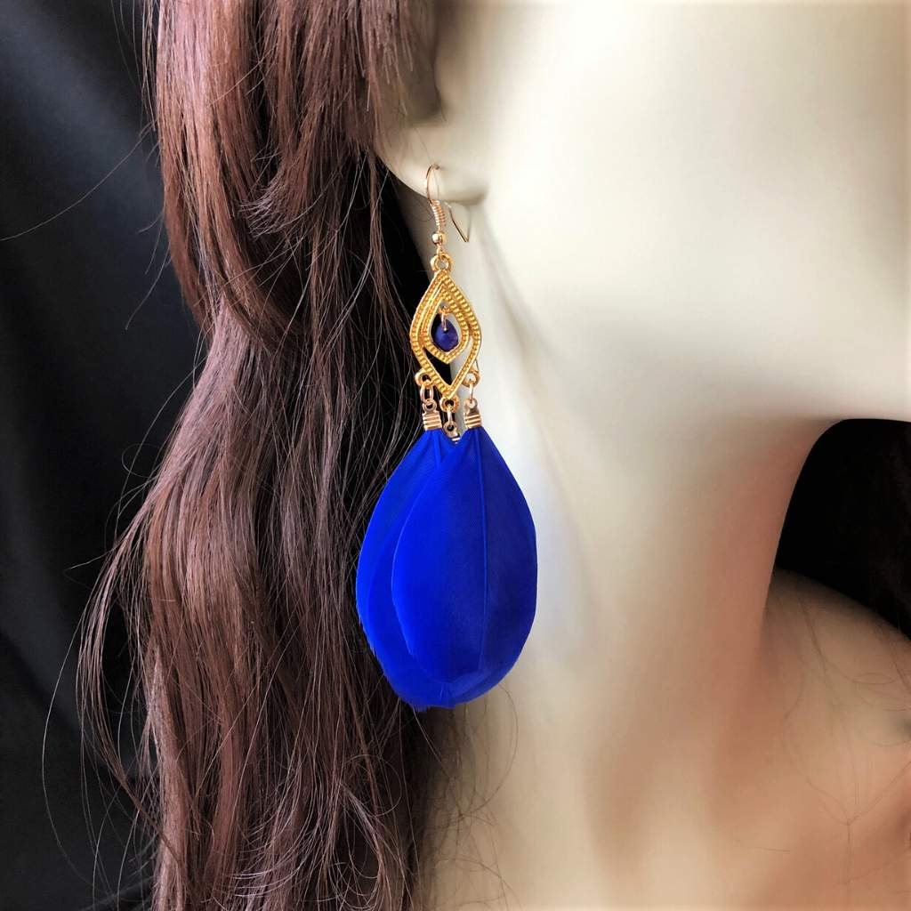 E1- Blue Stone Earrings - Red Lake Nation Foods