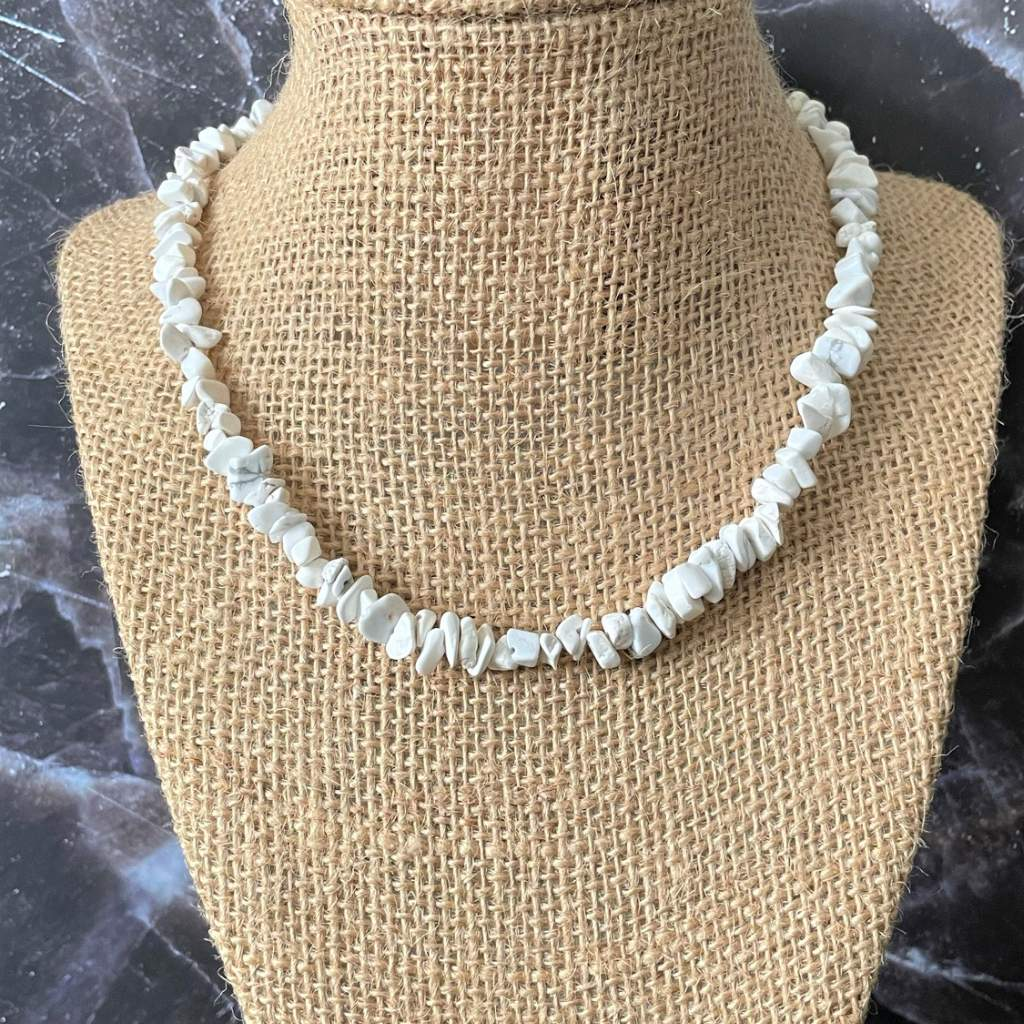 Buy the Mens White Howlite Chip Necklace | JaeBee Jewelry